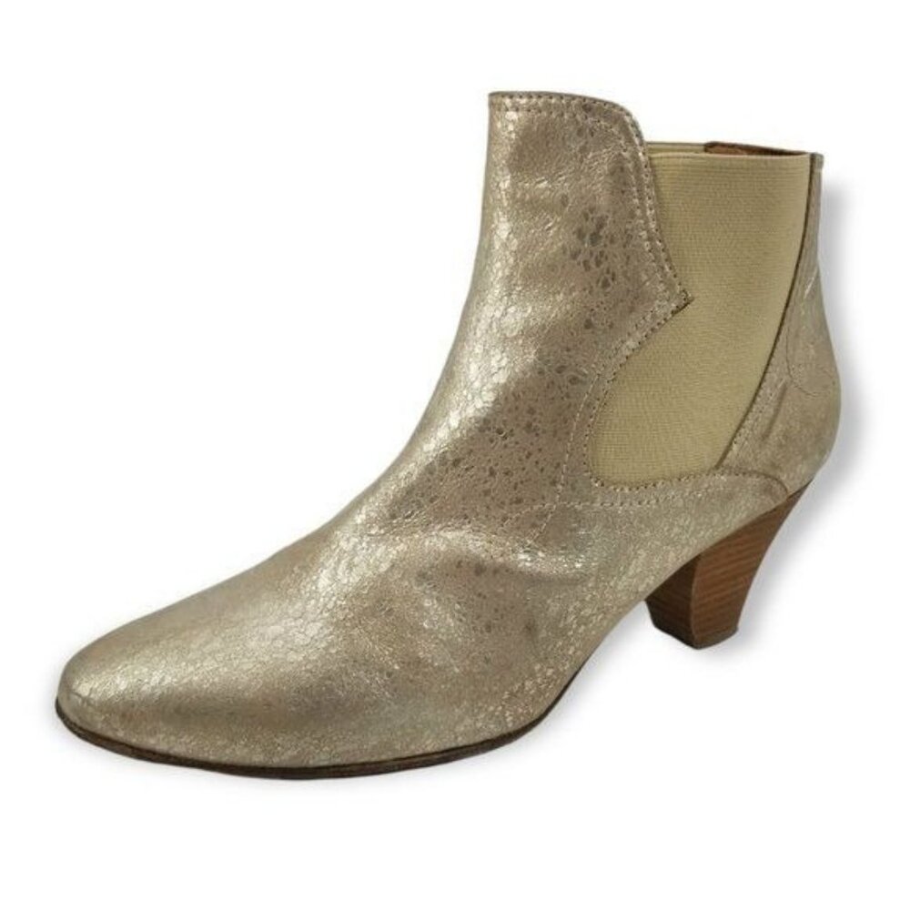❤️Hoss Intropia Size 40 Metallic Gold Boots Metallic Ankle Bootie Western